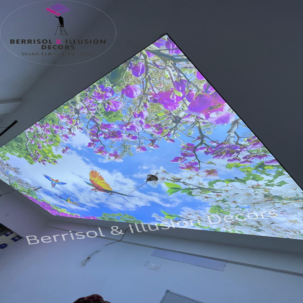 Printed Round Stretch Ceiling - 0.18mm Thick, Customizable Printed Design | Premium Quality Material, Modern Aesthetic For Versatile Spaces