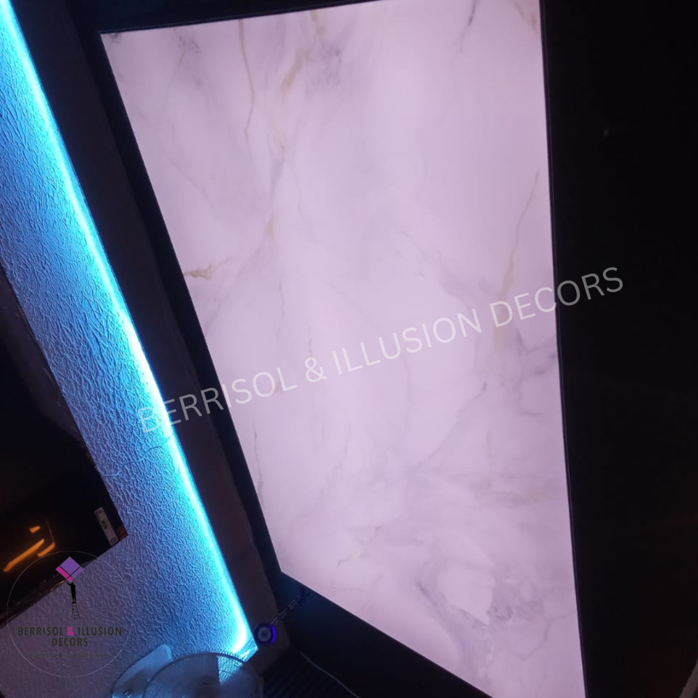 Printed Round Stretch Ceiling - 0.18mm Thick, Customizable Printed Design | Premium Quality Material, Modern Aesthetic For Versatile Spaces