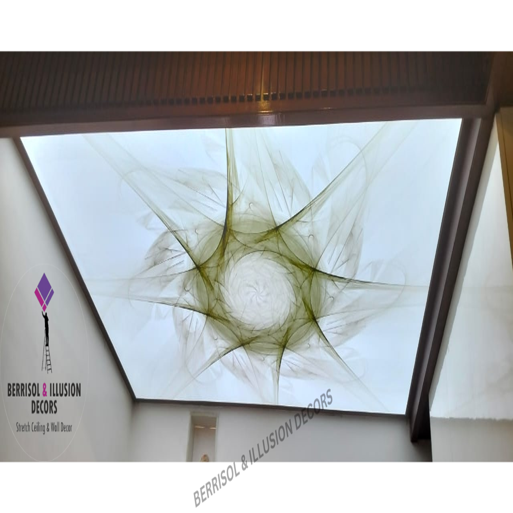 Printed Round Stretch Ceiling - 0.18mm Thick, Customizable Printed Design | Premium Quality Material, Modern Aesthetic For Versatile Spaces