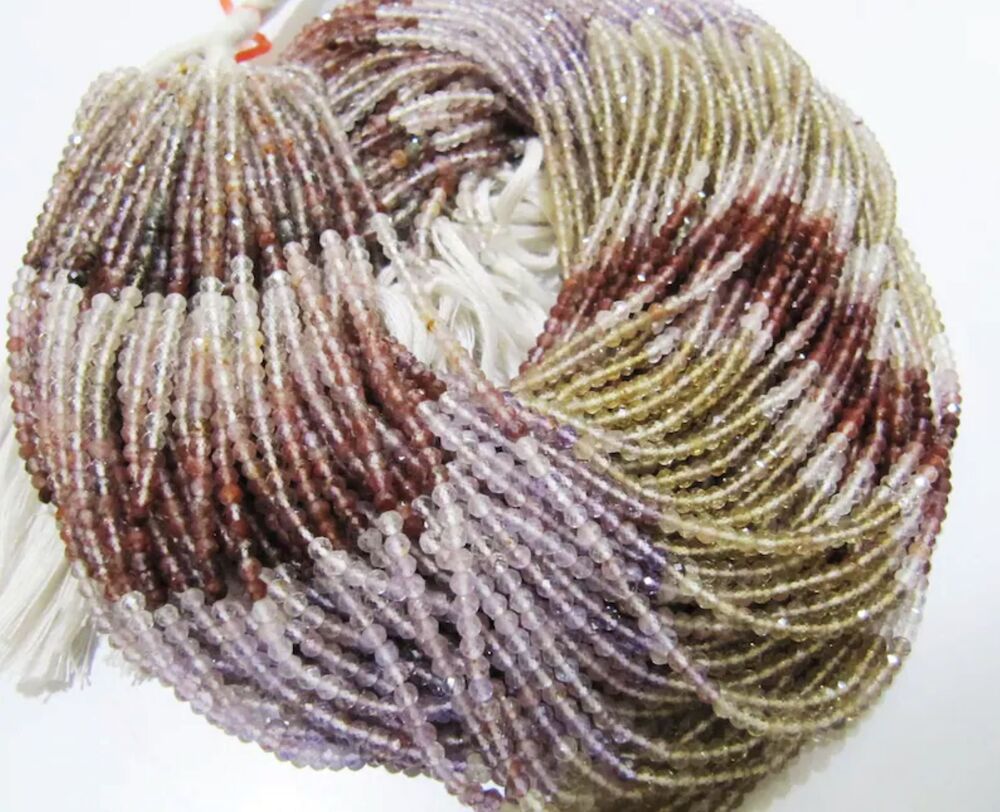 Natural Multi Rutilated Quartz 2.5 To 3mm Rondelle Faceted Beads semi Precious