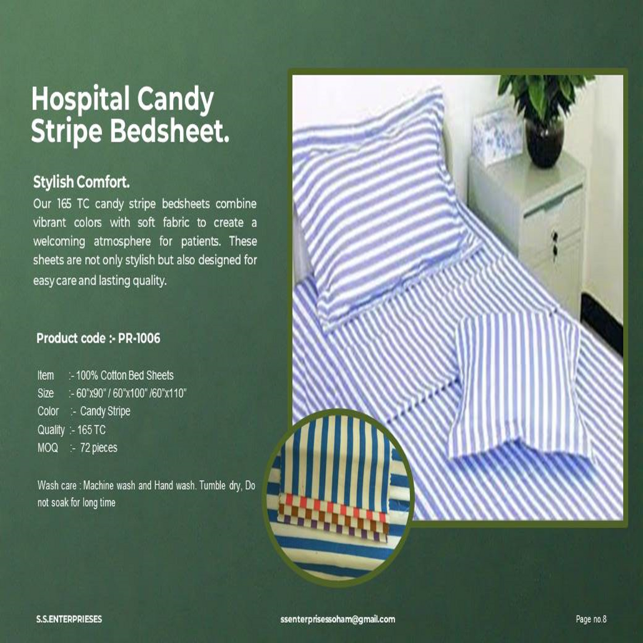 Pr-1006 - 100% Combed Cotton, 90x60 Inches, Candy Stripe Pattern | Soft And Durable, Shrink-resistant, Ideal For Healthcare Settings