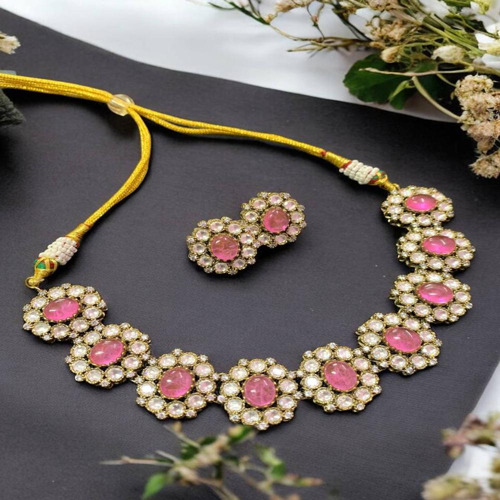 Regal Victorian Necklace With Cabochon Doublet Studs