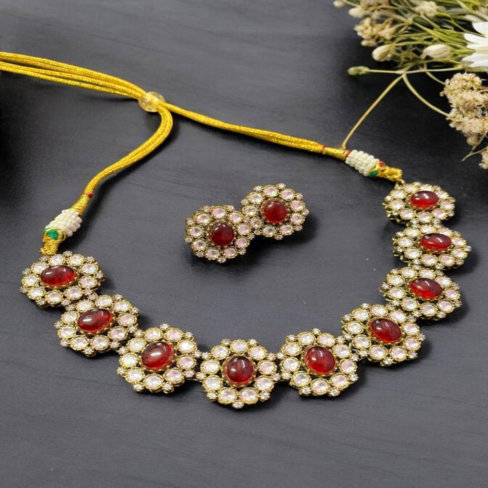 Regal Victorian Necklace With Cabochon Doublet Studs