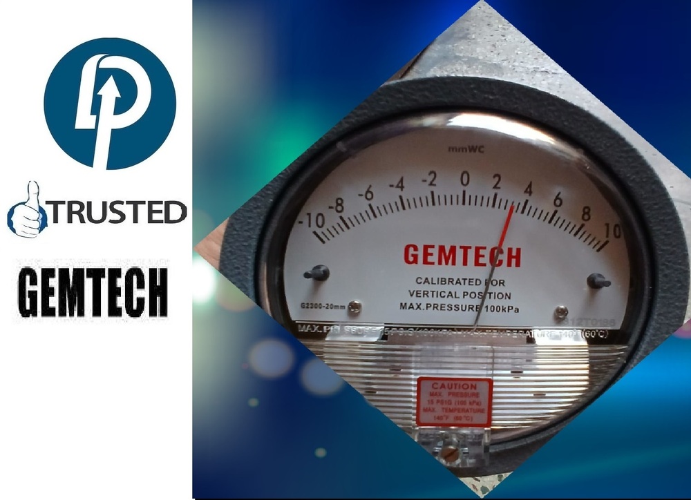 Leading Supplier of GEMTECH_Differential Pressure Gauge Wholesale India MODEL G2300-6 MM WC - Daheli Bus Stop Uttar Pradesh,India