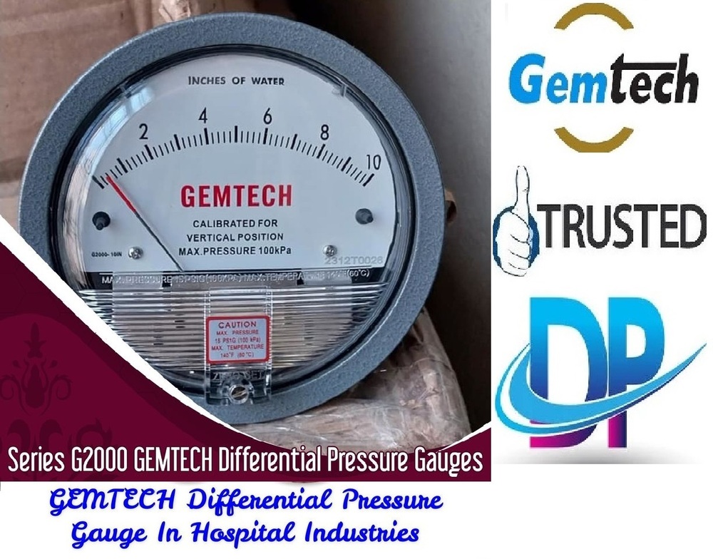 Industry Leaders Supplier GEMTECH Differential Pressure Gauge Wholesaler For Greater Noida