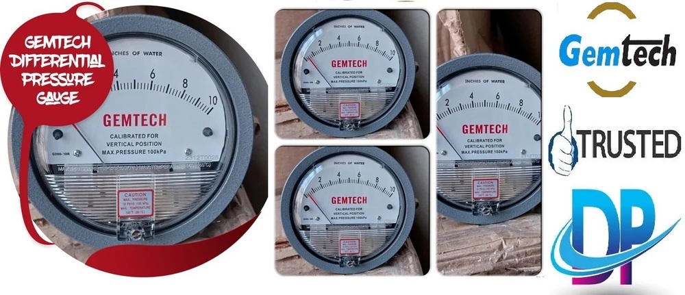 Industry Leaders Supplier GEMTECH Differential Pressure Gauge Wholesaler For Chennai Tamil Nadu