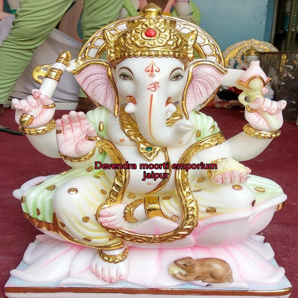 Marble Ganesh Statue - Color: Multicolour