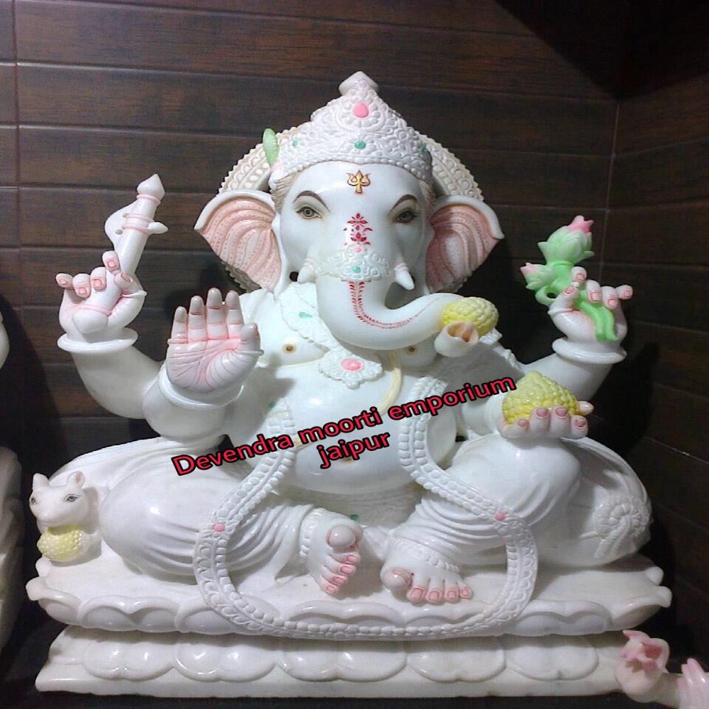Marble Ganesh Statue - Color: Multicolour