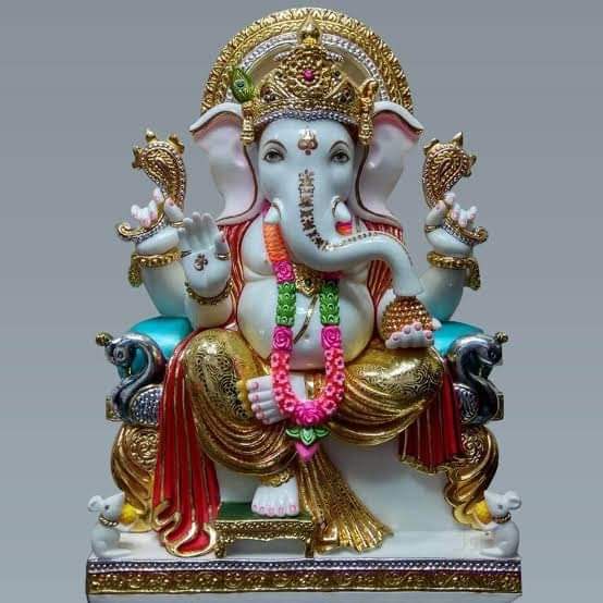 Marble Ganesh Statue - Color: Multicolour