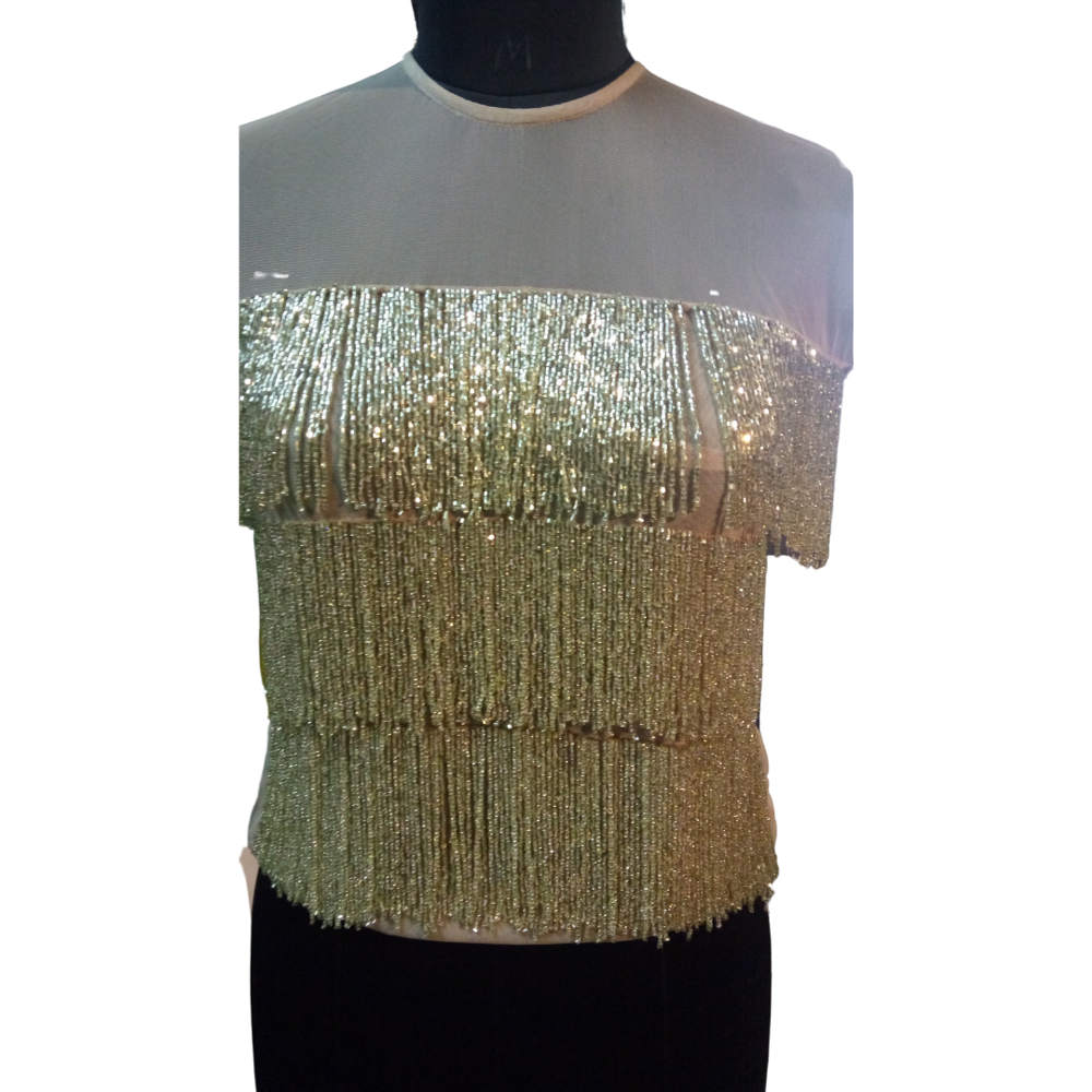 Women Hand Beaded Fringe Tops