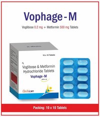 Vophage-m Tablets - Voglibose 0.2mg + Metformin 500mg , Dual Action Blood Sugar Control For Type 2 Diabetes Management