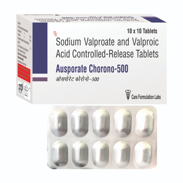 Sodium Valproate IP 333 mg Valproic Acid IP 145 mg (Both together Correspond to Sodium Valproate 500 mg) Controlled-Release tablet
