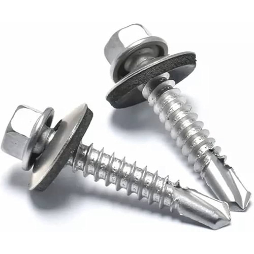 Self Drill Hex Screws - Stainless Steel, Various Sizes , Polished Silver Finish for Industrial Use