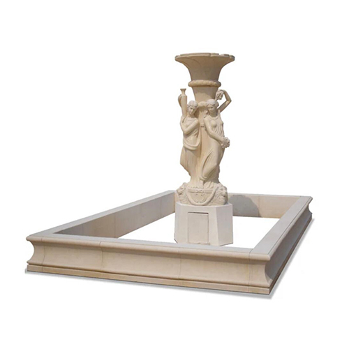 White Marble Fountain - 220-240 Volt Electric, Customizable Lighting , Durable Design for Outdoor Serenity