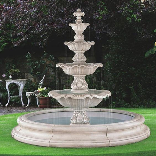 Outdoor Marble Fountain - Premium Quality Marble, White Color, 220-240 Volt | Static Design, Non-Music, Multicolored LED Lighting, Durable for Outdoor Spaces
