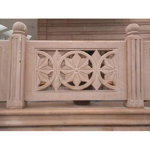 Design Carved Marble Jali - Color: Red