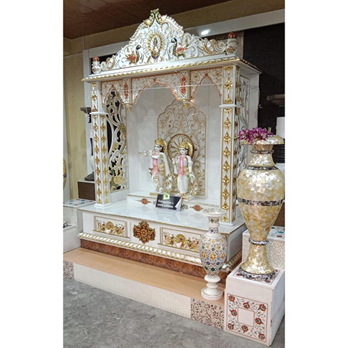 White And Golden Marble Home Temple