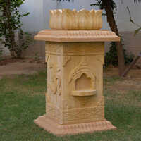 Brown Stone Tulsi Pot - Polished Marble, Square Shape, Brown Color | Powder-coated Finish, Ideal For Holy Basil And Home Decor