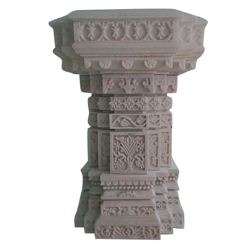 Carving White Marble Tulsi Pot - Color: Brown