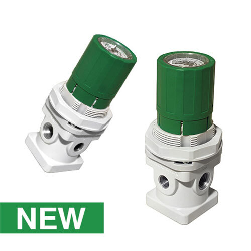 Panel Mounted Pressure Regulator With Pressure Gauge Built Into The Adjusting Knob - Color: White And Green