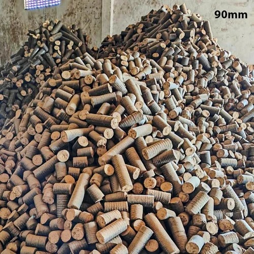 90 Mm Biomass Briquettes - Mustard Husk Material, High Fixed Carbon, Low Ash (<5%), Low Moisture (<10%), 3500-4000 Calorific Value, Eco-friendly