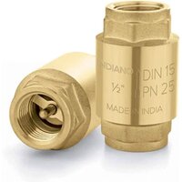 Indiano Brass Spring Check Valve - Brass, 1/2inch Size, Golden Color | Medium Pressure, Designed For Gas Stove With Water Media