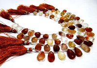 Natural Genuine Copper Rutilated Quartz Pear Shape Beads