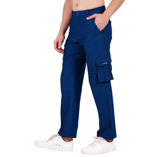 Mens Cargo Pant - Cotton, Sizes S To Xl, Teal Blue Color | Modern Design, Washable, Breathable, Versatile For Daily Wear