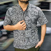 Sanganeri Printed Half Sleeves Stand Collar (Shirts)