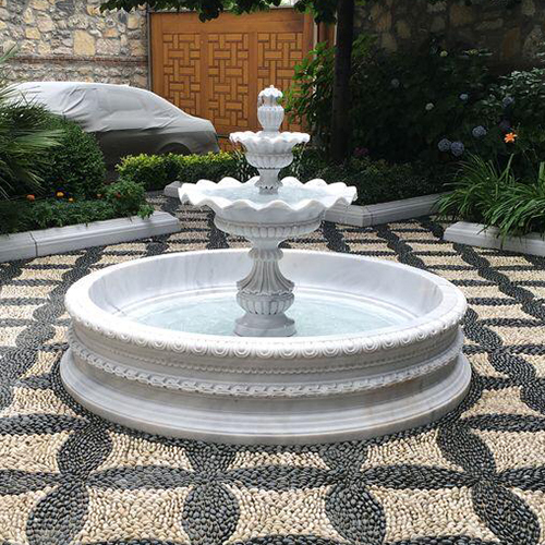 White Stone Fountain - Color: As Per Requirement