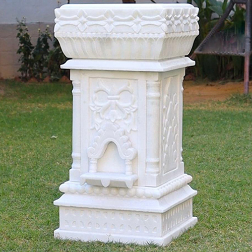 White Marble Tulsi Pot