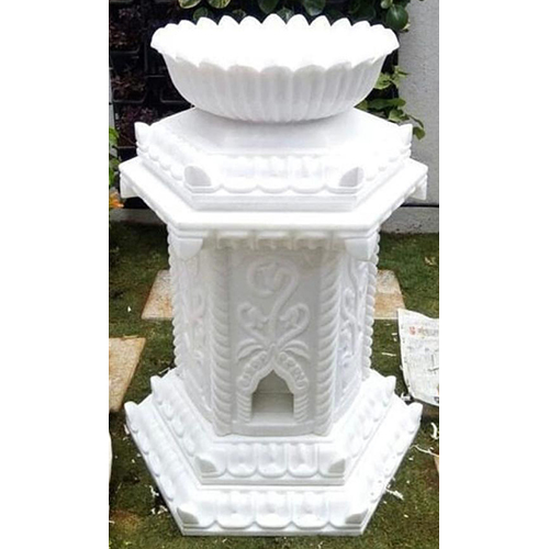 White Marble Tulsi Pot