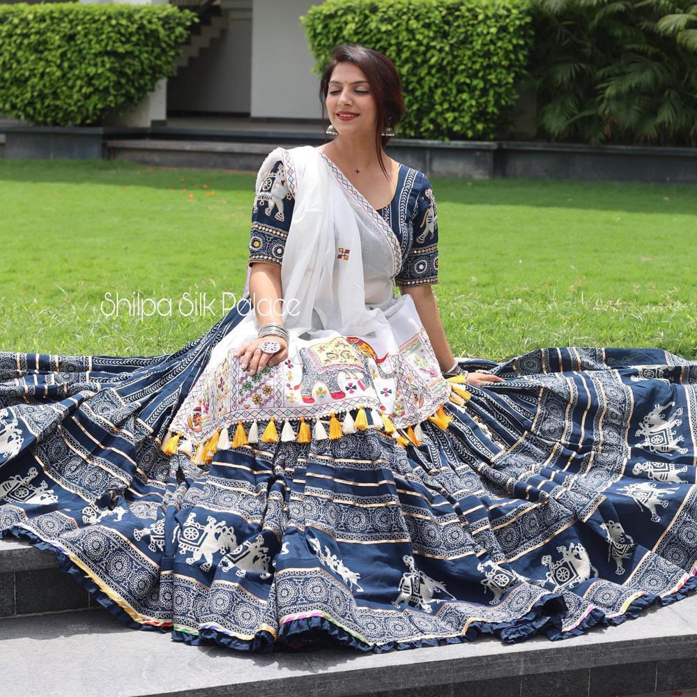 Digital Print Muslin Cotton Lehenga Choli