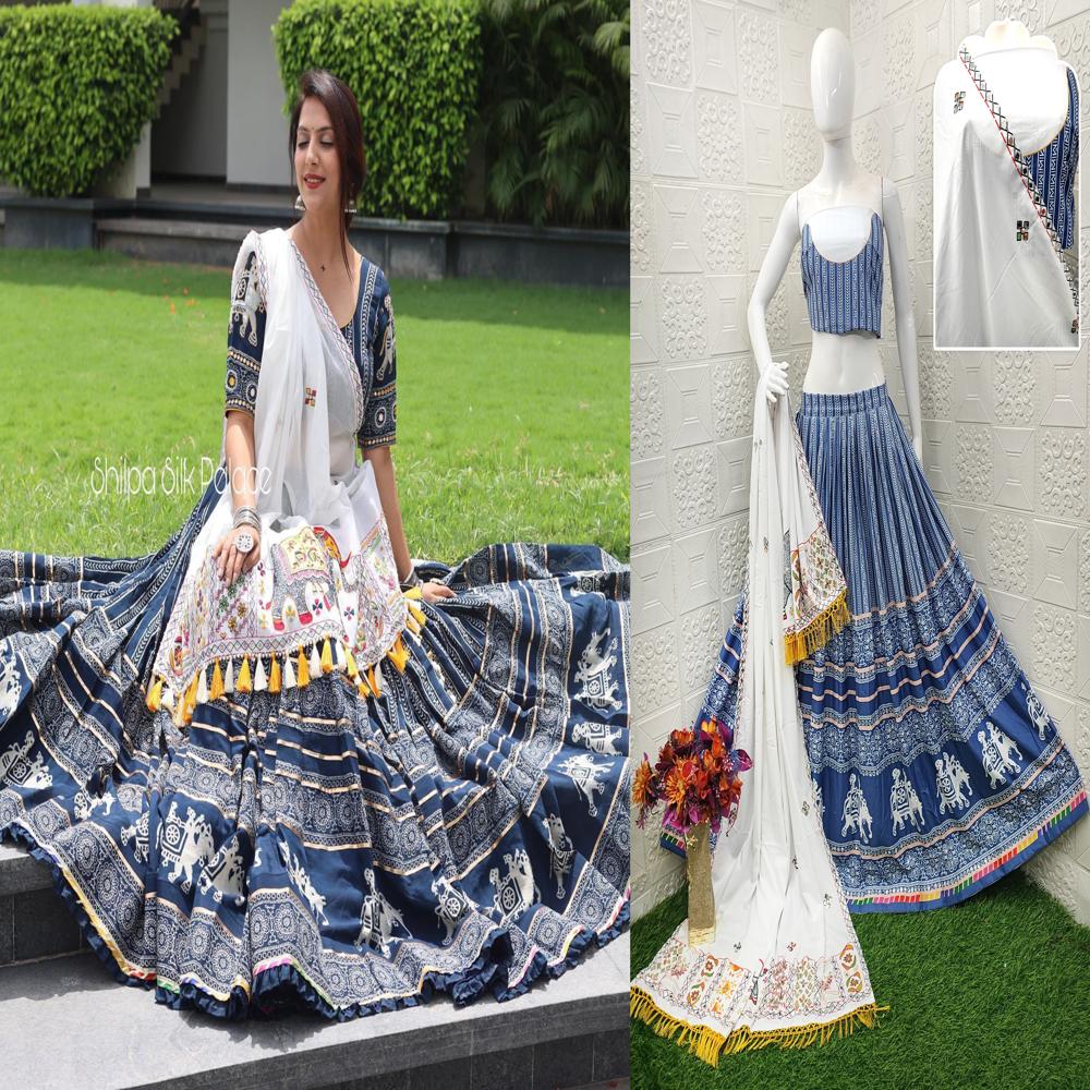 Digital Print Muslin Cotton Lehenga Choli