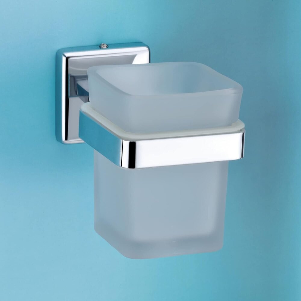 Square Frosted Glass Toothbrush Holder for Bathroom