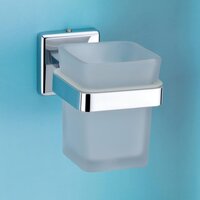 Square Frosted Glass Toothbrush Holder For Bathroom - Glass Art Ware, Frosted Finish | Luxurious Design, Lightweight, Meticulous Handcraftsmanship