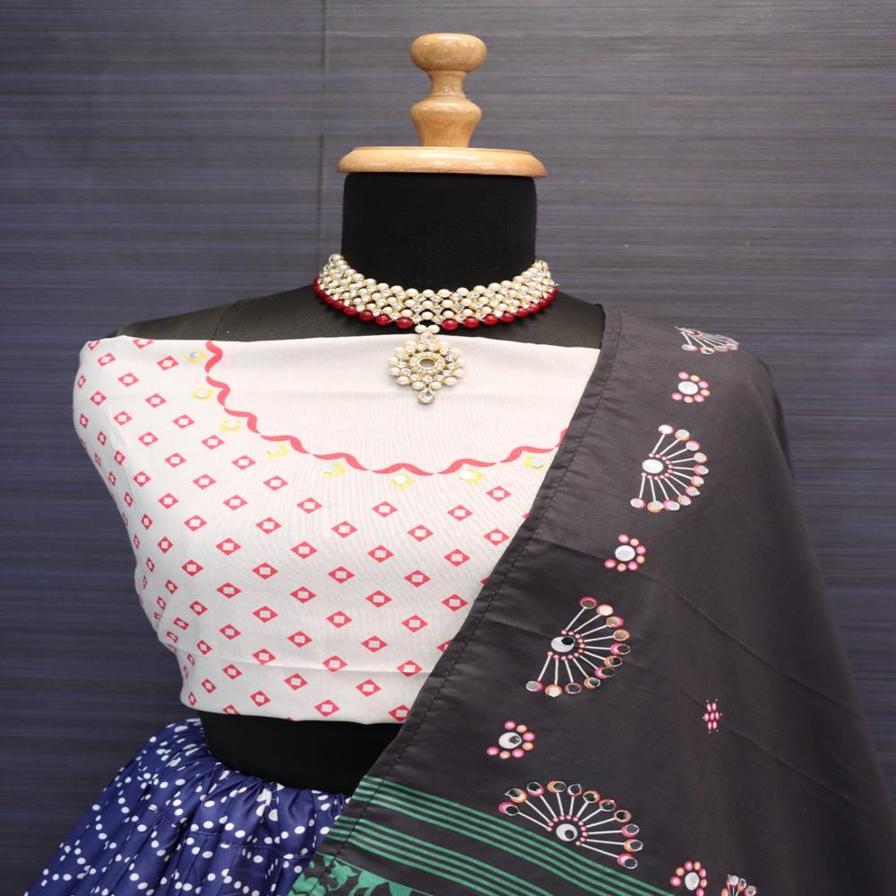 Digital Print Muslin Cotton Lehenga Choli - Color: Multi Color