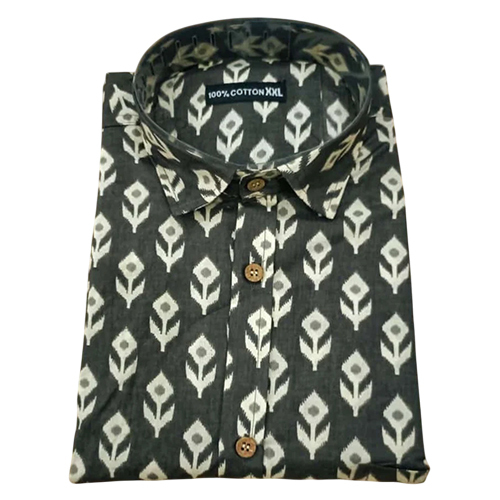 Printed Dark Green Men Cotton Shirt