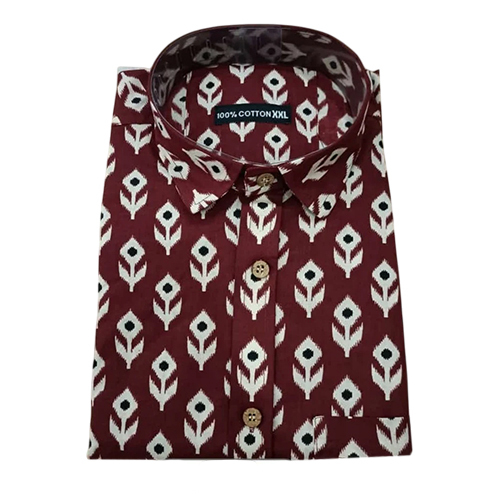 Men Printed Maroon XXL Cotton Shirt