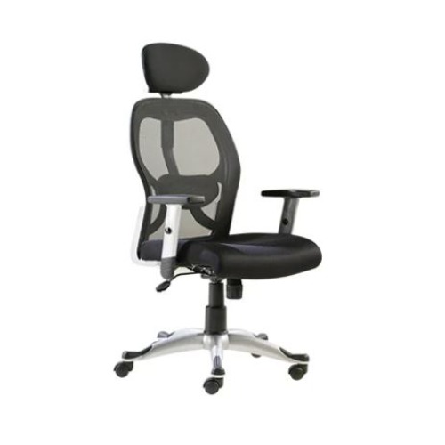 Executive Office Chair - Black Fabric With Polished Finish | Stackable, Modern Appearance, Easy To Clean, Fixed Armrests