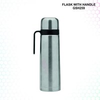 1L Food-Safe Stainless Steel Flask - 360 Degree Rotating Spout, Gray, Industrial Use, Hot & Cold Retention, Cup Acts As Lid
