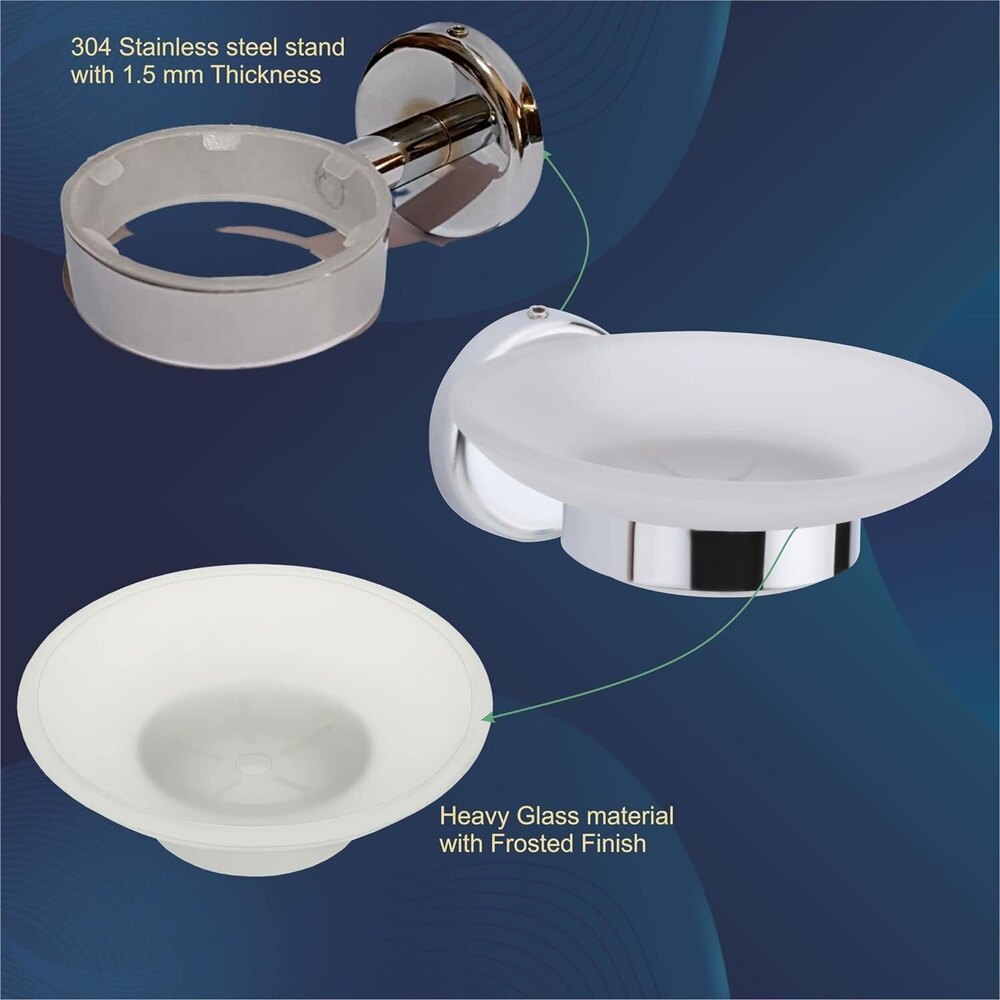 Frosted Round Glass Soap Dish - Glass Art Ware, Meticulous Handcrafted Workmanship, Perfectly Shaped For Luxurious Interior Decor