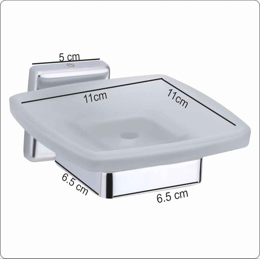 Frosted Square Soap Dish - Glass & Metal, Meticulously Handmade Craftsmanship | Luxurious Design, Perfect Shape, Lightweight, Decor For Indoor & Outdoor