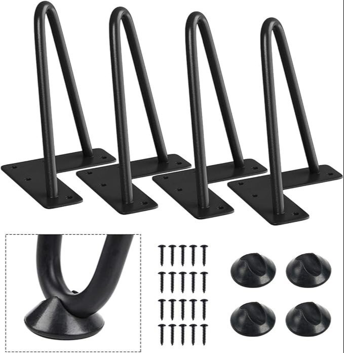 6 Inch Heavy Duty Hairpin Furniture Legs, Metal Home DIY Projects for TV Stand Black 4PCS