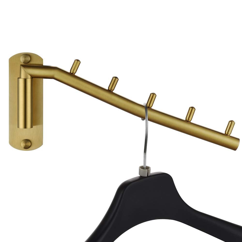 Folding Clothes Hanger Rack, Stainless Steel Swing Arm Hook Holder, Clothing Hanging System