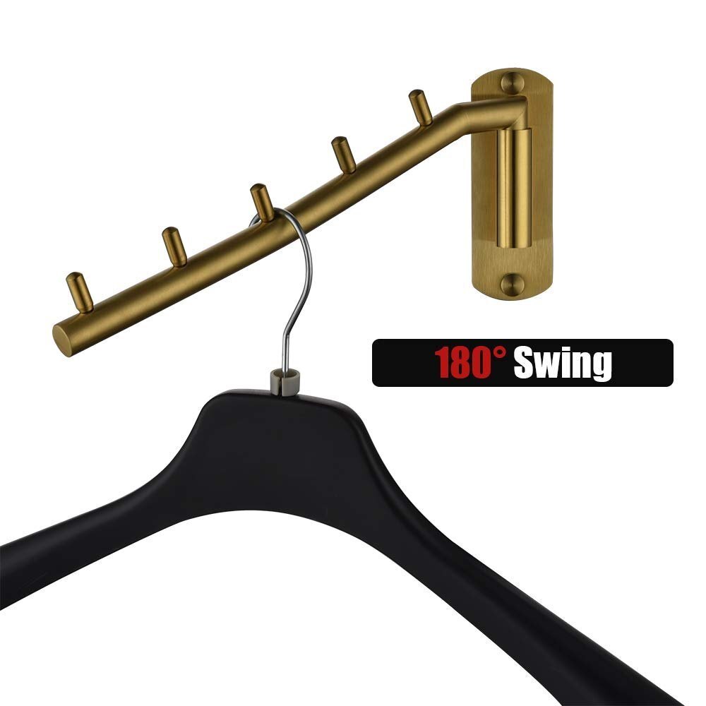 Folding Clothes Hanger Rack, Stainless Steel Swing Arm Hook Holder, Clothing Hanging System