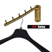 Folding Clothes Hanger Rack, Stainless Steel Swing Arm Hook Holder, Clothing Hanging System