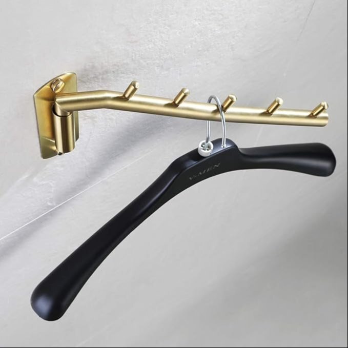 Folding Clothes Hanger Rack, Stainless Steel Swing Arm Hook Holder, Clothing Hanging System