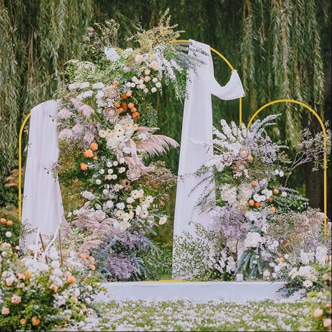 Wedding Arch Backdrop Stand Set of 3 6.6FT, 5FT, 5FT Gold Metal Wedding Arch Stand