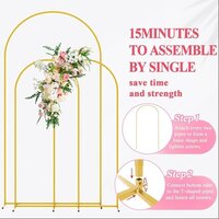 Wedding Arch Backdrop Stand Set of 3 6.6FT, 5FT, 5FT Gold Metal Wedding Arch Stand